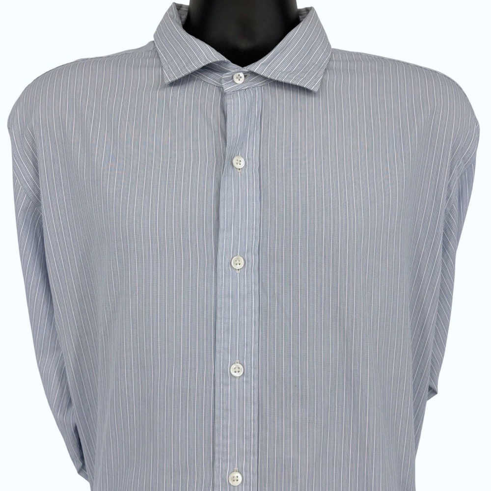 Vtg Polo Ralph Lauren Estate Custom‎ Fit Blue Striped Shirt Mens XXL Long Sleeve